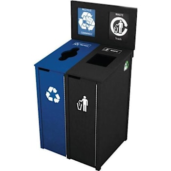 Image for Nex-Terra 22 Gal. Double Waste And Recycle Bin (Black/Navy Blue) from HD Supply