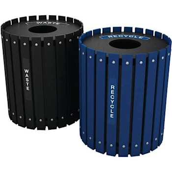 Image for Nex-Terra 32 Gal. Round Waste And Recycle Bin (Black/Navy Blue) from HD Supply
