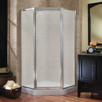 Image for Craft + Main Tides 16-3/4 In. X 24 In. X 16-3/4 In. X 70 In. Neo-Angle Shower Door (Brushed Nickel/Obscure Glass) from HD Supply