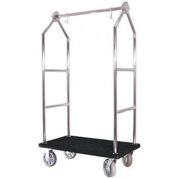 Hospitality 1 Source Estate Bellman's Luggage Cart (Stainless Steel) (Black Carpet)