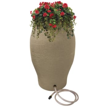 Image for Emsco Rescue® 50 Gallon Flat Back Stoneware Urn Rain Barrel With Planter - Sand from HD Supply