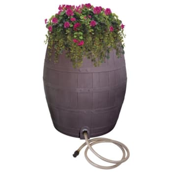 Image for Emsco Rescue® 50 Gallon Flat Back Whiskey Rain Barrel With Planter - Brown from HD Supply