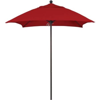 Image for California Umbrella 6 Ft. Square Bronze Aluminum Patio Umbrella In Jockey Red Sunbrella from HD Supply