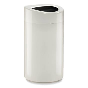 Safco Open Top Oval Waste Receptacle, Steel, 14 Gallon, White