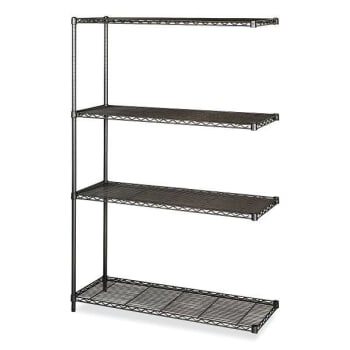 Safco 4-Shelf Industrial Add-On Unit, 48"W X 18"D X 72"H, Black