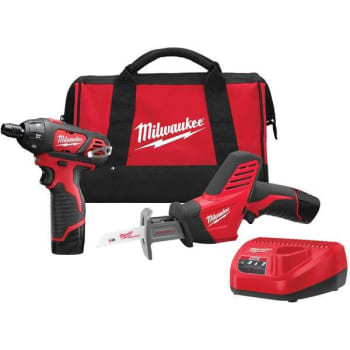 Image for Milwaukee M12 12v Li-Ion Cordless Screwdriver/Hackzal Kit W/ Two 1.5ah Batteries, Charger, And Bag from HD Supply