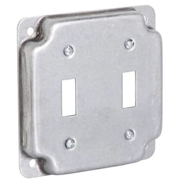 Image for Raco 4 W Steel Metallic 2-Gang Exposed Work Square Cover For 2 Toggle Switches from HD Supply
