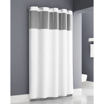 Image for Zenna Exto Waffle Easy Hang White Curtain 71x77 Sheer Window With Waterproof Liner Attached-White Hooks from HD Supply