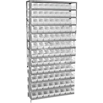 Quantum Storage Systems Economy 13-Tier Shelving 12" X 36"X 75" With Clear Bins