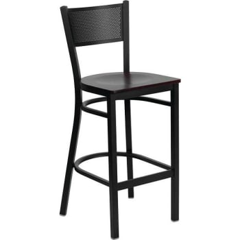 Flash Furniture 28.5h Carnegy Ave Bar Stool (Mahogany Wood Seat) (Black Metal Frame)