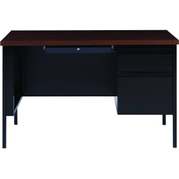 Hirsh 48 In. X 30 In. Executive Desk  3-Drawer Right-Hand Pedestal File (Black Walnut)