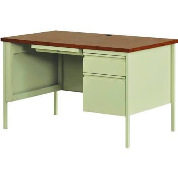 Hirsh 48 In. Commercial Executive Desk 3-Drawer Right-Hand Pedestal File (Putty)