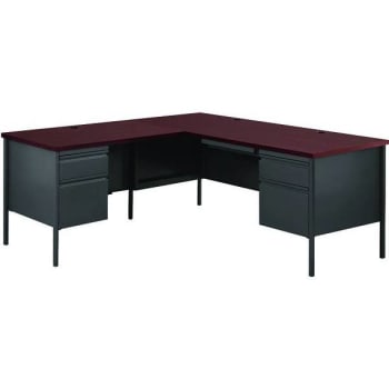 Hirsh 72 In. L-Shaped 4-Drawer Executive Desk With Left Return (Charcoal) (Mahogany)