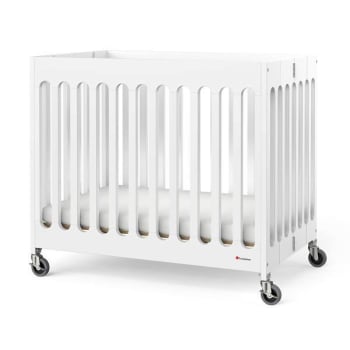 Image for Foundations Compact Boutique™ Folding Crib, Slatted Foam Mattress, White from HD Supply