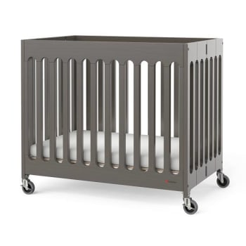 Image for Foundations Compact Boutique™ Folding Crib, Slatted Foam Mattress, Dapper Gray from HD Supply