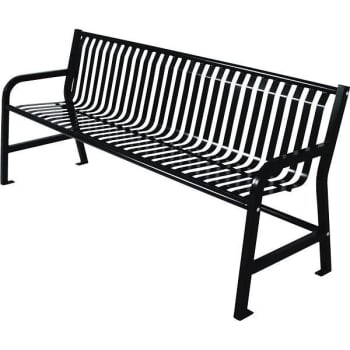 Image for Plaza 4 Ft. Steel Strap Bench W/ Back (Black) from HD Supply