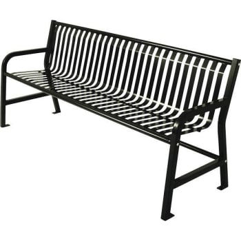 Image for Plaza 4 Ft. Steel Strap Bench W/ Back (Matte Black) from HD Supply