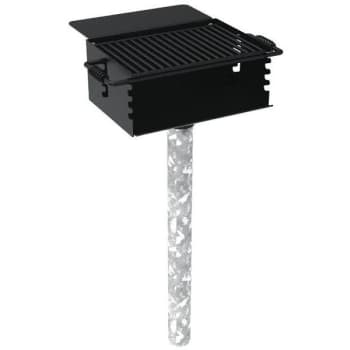 280 Sq. In. Rotating Grill W/ Utility Shelf And Ground Post (Black)