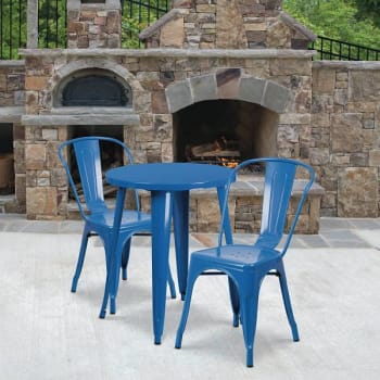 Image for Carnegy Avenue Blue 3-Piece Metal Round Outdoor Bistro Set from HD Supply