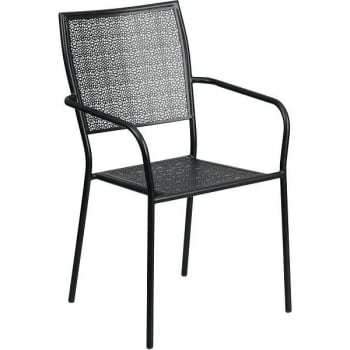 Carnegy Avenue Black Metal Patio Arm Outdoor Dining Chair