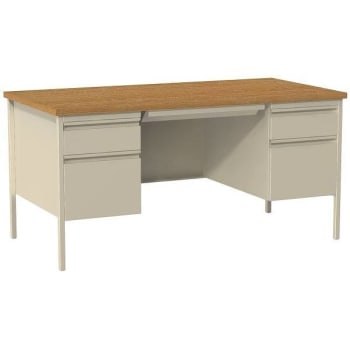 Hirsh 60 In. Executive Desk Double Pedestal 5-Drawer (Black) (Mahogany) (314731)