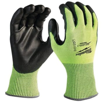 Milwaukee Large High-Visibility Level 4 Cut Resistant Polyurethane Dipped Work Gloves