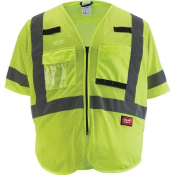 Image for Milwaukee L-Xl Hi-Vis Safety Vest Class 3 Mesh Sleeves (Yellow) (9-Pockets) from HD Supply