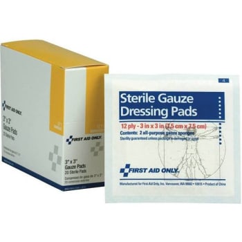 Image for First Aid Only 3 In. X 3 In. Sterile Gauze Pads (20-Pack) from HD Supply