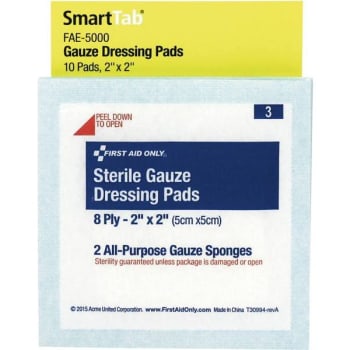 Image for First Aid Only 2 In. X 2 In. Sterile Gauze Pads Refill (10-Pack) from HD Supply
