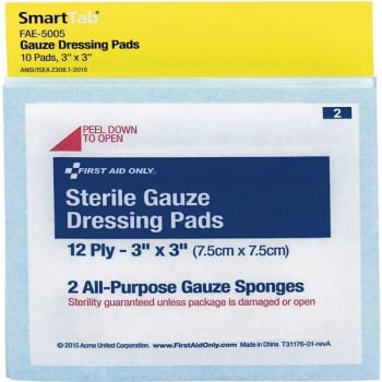 First Aid Only 3 In. X 3 In. Sterile Gauze Pads Refill (10-Pack)