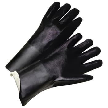 Radnor Large Black PVC Glove With Sandpaper Grip And Jersey Lining 12", 5 Pair