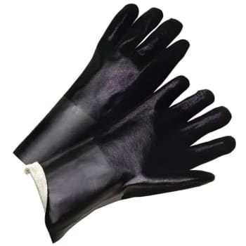 Radnor Large Black PVC Glove With Sandpaper Grip And Jersey Lining 14", 5 Pair