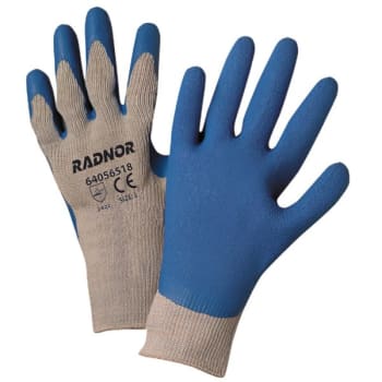 Radnor Small Blue Rubber Palm Coated String Knit Glove W/Gray Poly Liner, 6 Pair