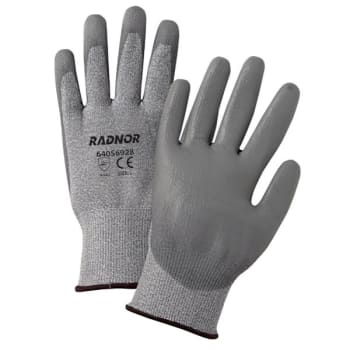 Radnor Large 13 Gauge Gray High-Density Polyurethane Cut Resistant Glove, 2 Pair