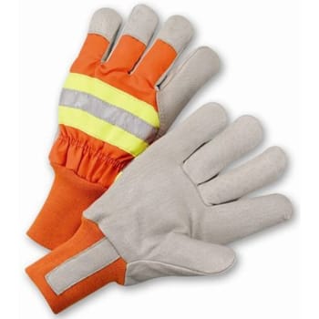 Radnor Large Orange And Gray Pigskin Cold Weather Gloves With Knit Wrist, 1 Pair