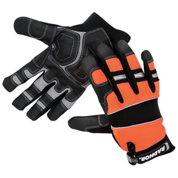 Image for Radnor Medium Black And Orange Premium Suede Leather & Mechanics Gloves, 1 Pair from HD Supply