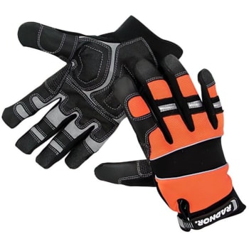 Radnor Large Black And Orange Premium Suede Leather And Mechanics Gloves, 1 Pair