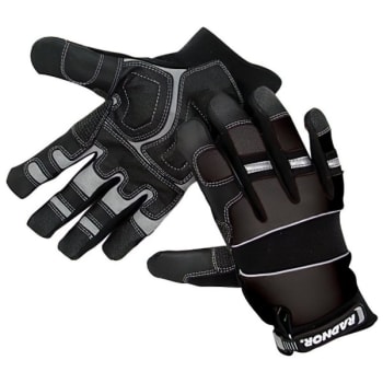 Radnor Large Black Full Finger Suede Leather And Spandex Mechanics Gloves 1 Pair