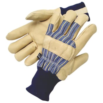 Radnor L Tan Pigskin Thinsulate Lined Cold Weather Glove W/Knit Wrist, 2 Pair