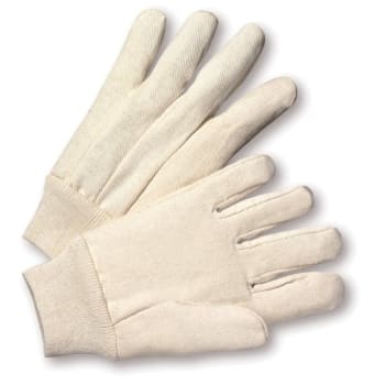 Radnor Men's 10 Oz White Cotton Canvas Gloves With Knit Wrist, Pack of 12 Pairs