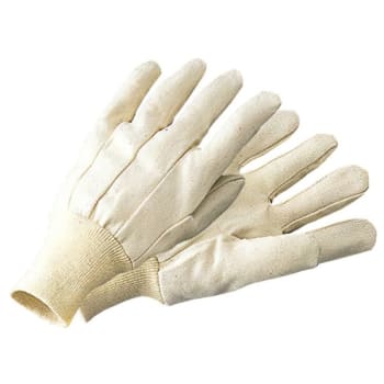 Radnor Men's 10 Oz White 100% Cotton Canvas Glove With Knit Wrist, 12 Pair