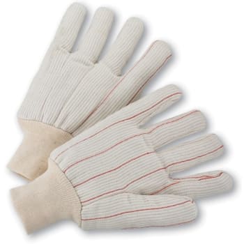Radnor 18 Oz Large White Cotton Canvas Gloves W/ Knit Wrist/Double Palm, 6 Pair