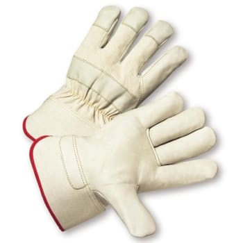Radnor Large Premium Grain Cowhide Leather Palm Gloves With Safety Cuff, 2 Pair