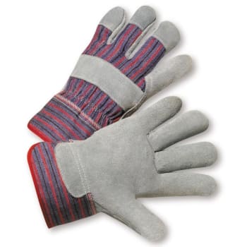 Image for Radnor Large Economy Split Leather Palm Glove W/ Canvas Back/Safety Cuff, 4 Pair from HD Supply