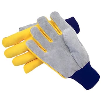 Image for Radnor L Shoulder Split Leather Palm Glove W/canvas Back/knit Wrist Cuff, 4 Pair from HD Supply