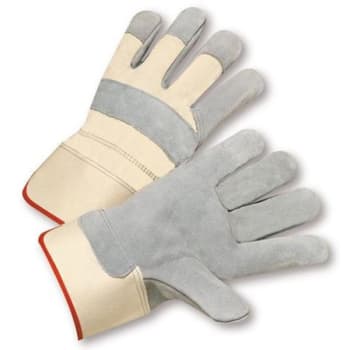 Radnor Shoulder Split Leather Palm Glove W/Canvas Back/Safety Cuff, 4 Pair