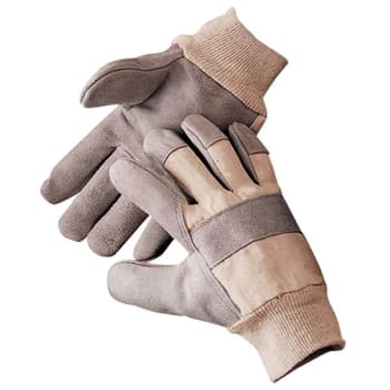 Image for Radnor Large Split Leather Palm Gloves W/ Canvas Back/knit Wrist Cuff, 2 Pair from HD Supply