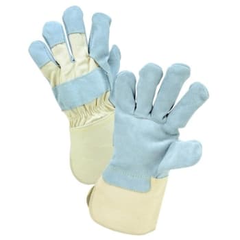Image for Radnor Large Split Leather Palm Glove W/ Canvas Duck Back/Gauntlet Cuff, 2 Pair from HD Supply