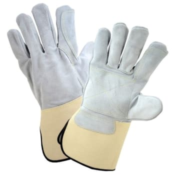 Radnor MedSplit Leather Palm Glove W/Split Leather Back/Gauntlet Cuff, 2 Pair