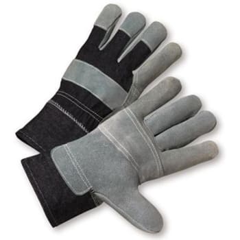 Image for Radnor Large Split Leather Palm Gloves With Denim Back And Safety Cuff, 4 Pair from HD Supply